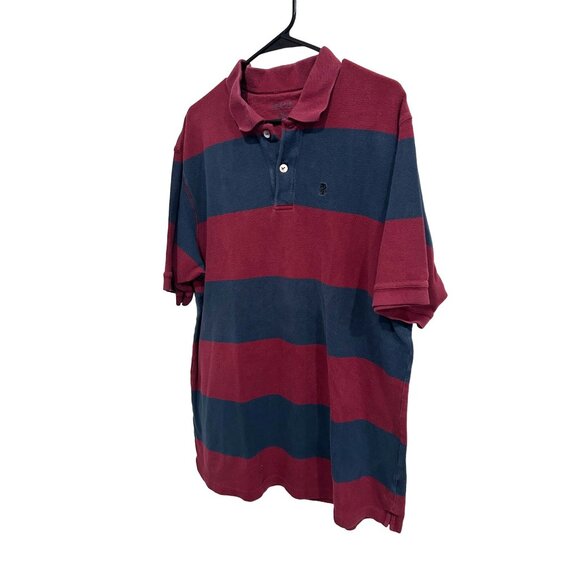 Izod Rock Washed Striped Polo Shirt Red/Blue Size XL - Picture 3 of 8
